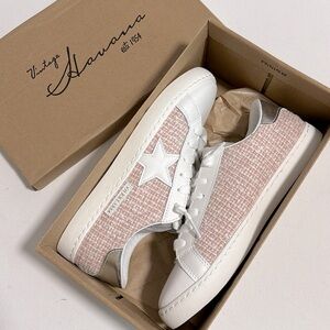 New Vintage Havana CARLA PINK TWEED FASHION SNEAKER in pink/white